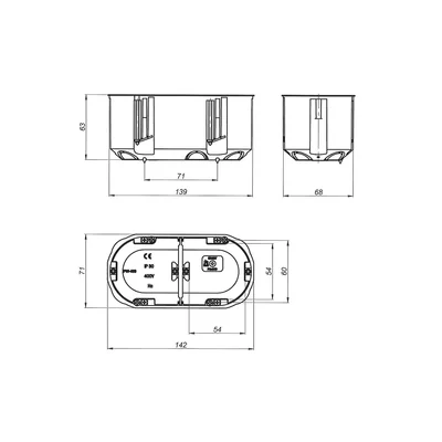 MULTIBOX 2 Puszka instalacyjna do pustych ścian dwupolowa z przegrodą P2x60D fi2x60mm głęboka niebieska