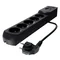 Multipresa con fusibile e sistema di protezione da sovratensione professionale 5 prese 2 porte USB lunghezza 3m 10A 230V 2300W nero