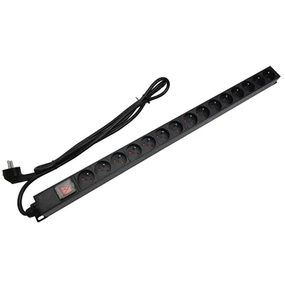 Multipresa verticale 230V - 15 prese (tipo E - CEE 7/5), con interruttore a LED, cavo da 1,8 m CEE 7/7 ALANTEC