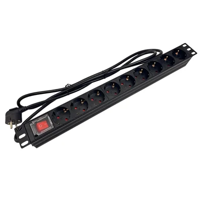 Multiprise 19 230 V - 9 prises (type F - CEE 7/3 Schuko), avec interrupteur LED, câble de 1,8 m CEE 7/7 Alantec
