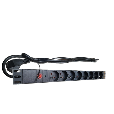 Multiprise 19" 8 prises avec mise à la terre et filtre antisurtension 2m noir