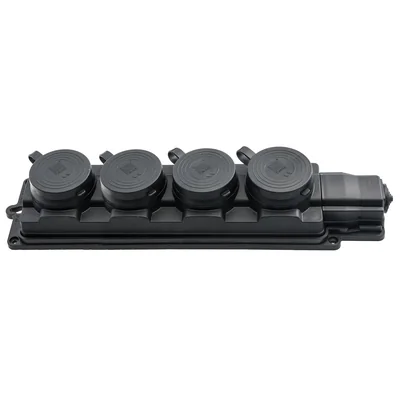 Multiprise à quatre prises sans câble, 16 A, 250 V, Schuko, noire, IP44