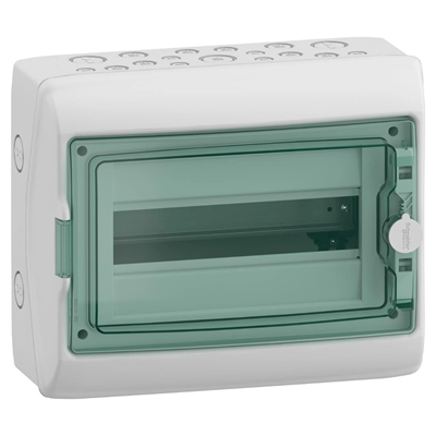 Mureva Aufputzgehäuse (ehemals Kaedra) IP65 MRV-1-12-NT-T transparente Tür 1 Reihe 12 Module/Reihe