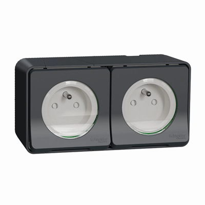 MUREVA STYL IP55 2P+PE double socket anthracite