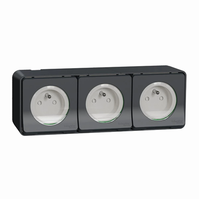 MUREVA STYL IP55 2P+PE prise triple anthracite