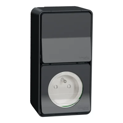 MUREVA STYL IP55 Interrupteur escalier + prise 2P+PE anthracite
