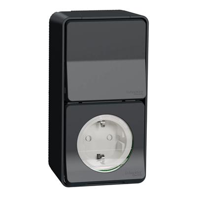 MUREVA STYL IP55 Interrupteur escalier + prise schuko anthracite
