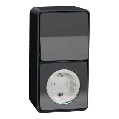 MUREVA STYL IP55 Interrupteur escalier + prise schuko anthracite
