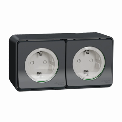 MUREVA STYL IP55 Socket 2P+PE double schuko anthracite