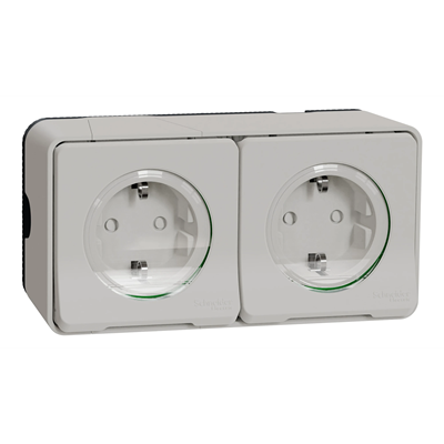 MUREVA STYL IP55 Socket 2P+PE double schuko white