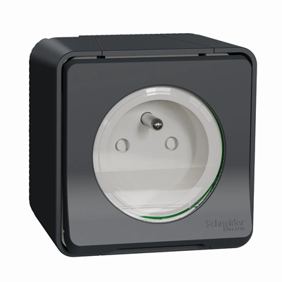 MUREVA STYL IP55 Socle 2P+PE bornes à vis anthracite