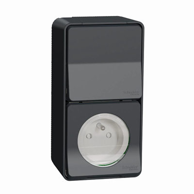 MUREVA STYL IP55 Stair switch + 2P+PE socket anthracite