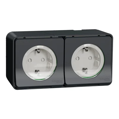 MUREVA STYL IP55 Steckdose 2P+PE Doppel-Schuko Anthrazit