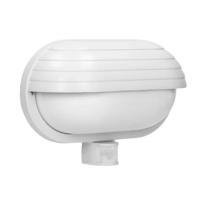 MUSAM, garden lamp with 180° motion sensor, 1x60W, E27, IP44, with shutter, plastic, white