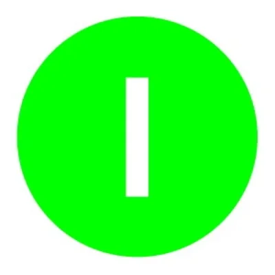 Mushroom button insert green "I", M22-XDP-G-X1