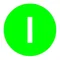 Mushroom button insert green "I", M22-XDP-G-X1