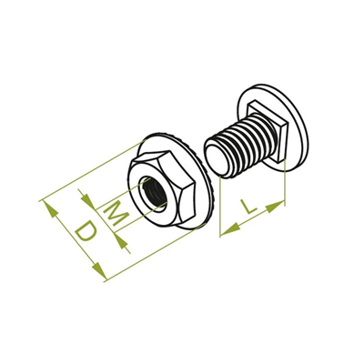 Mushroom head screw + serrated nut SGKM10x20