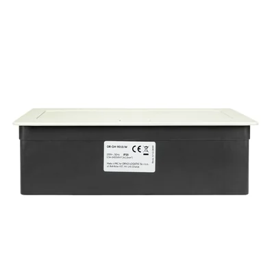 Nábytková kazeta NOEN zapuštěná do desky stolu s integrovaným PVC rámem pro modulární zásuvky 3 x 45x45 mm nebo 6 x 22,5x45 mm, kabel 1,5 m, bílá