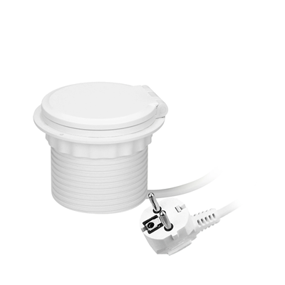 Nábytková zásuvka zapuštěná do desky stolu s indukční nabíječkou, USB nabíječka, 1G/U, bílá