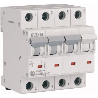 Nadproudový jistič HN-C40/3N 6kA, In=40A, charakteristika C, 3+N póly. Řada HN