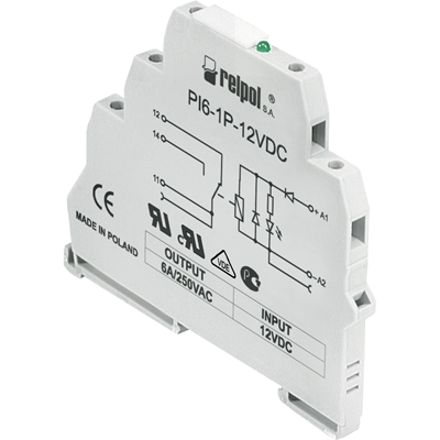 Narrow profile interface relay: 1P - one changeover contact PI6-1P-230VAC/DC-10