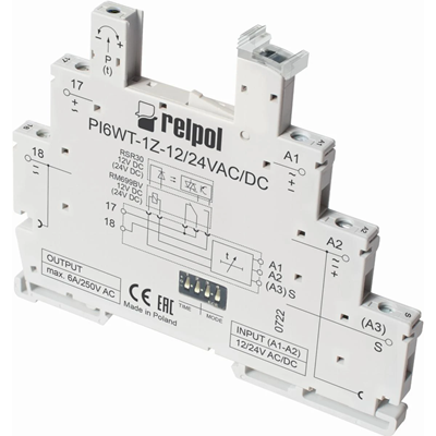 Narrow-profile, multifunctional time relay: 1 NO - one make contact PIR6WT-1Z-24VAC/DC-R