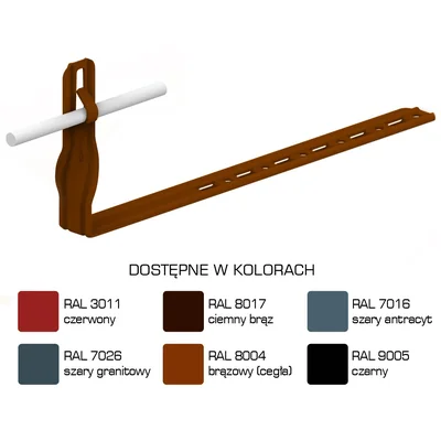 Nastavitelný držák střešních tašek, točený ohyb, délka 28cm, výška 10cm, lakováno