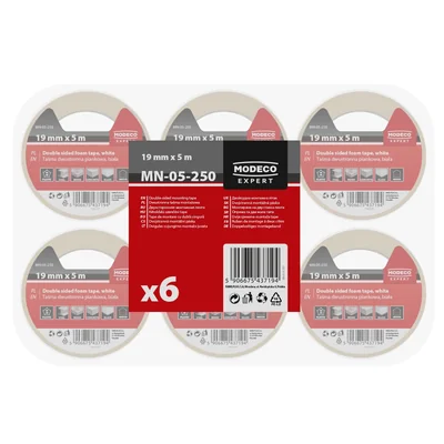 Nastro biadesivo in schiuma 19 mm x 5 m