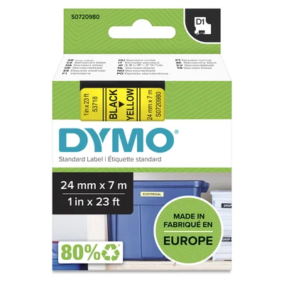 Nastro D1 - 24 mm x 7 m, nero/giallo