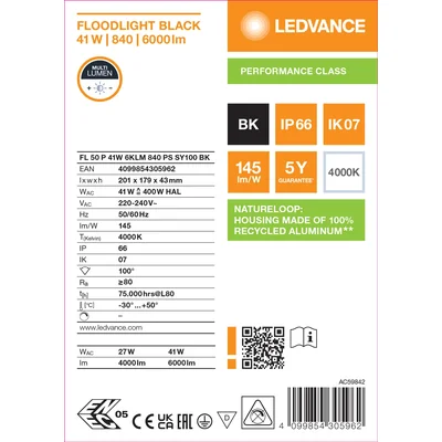 Naświetlacz FLOODLIGHT 50 41W 6KLM 840 PS SY100 BK