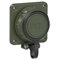 NAUTILUS Base de enchufe militar schuko con tapa flexible de conexión 16A 2P+Z 230V 50/60Hz IP66/68, conexión trasera, brida 75X75, contactos niquelados
