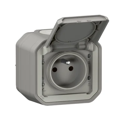 NEUES PLEXO - STECKDOSEN-SET 2P+Z AUTO-ANSCHLÜSSE AUFSITZEND 16 A - 250 V~ GRAU