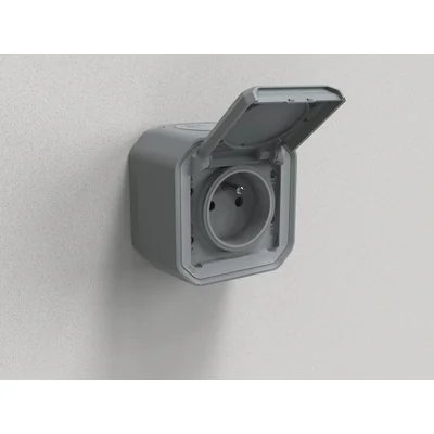NEUES PLEXO - STECKDOSEN-SET 2P+Z AUTO-ANSCHLÜSSE AUFSITZEND 16 A - 250 V~ GRAU