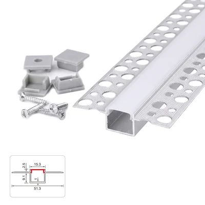 NEXTEC LED-Profil-Set, Unterputzmontage, Gipskarton-Typ + 2x Lampenschirm + 4 Endkappen, 202 cm, Anode
