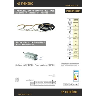 NEXTEC RGB LED strip 5m roll 10mm IP33