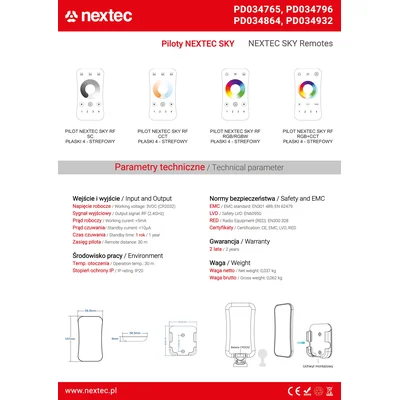 NEXTEC SKY SC / P / TÉLÉCOMMANDE 4 ZONES