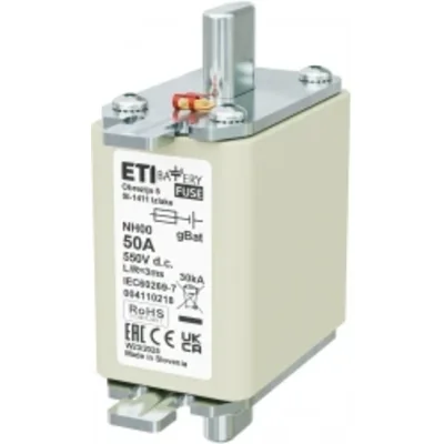 NH00 gBat 50A/550V CC Fusible NH - para protección de baterías, almacenamiento de energía / CC