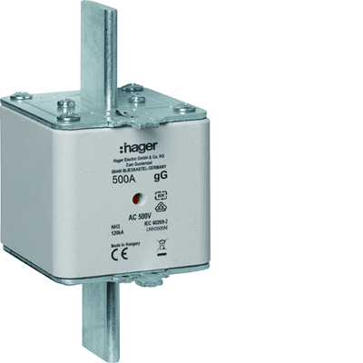 NH3 gG blade fuse link with center indicator 500A 500V