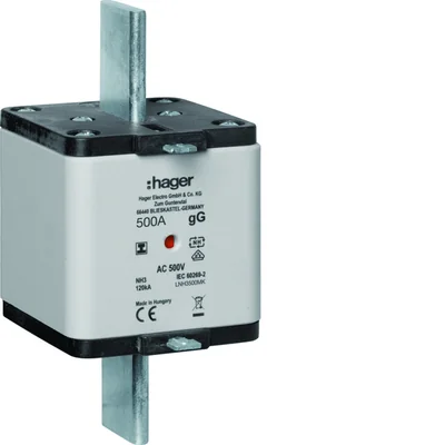 NH3 gG-Flachsicherungseinsatz mit Mittelindikator-Isolierhalter 500A 500V