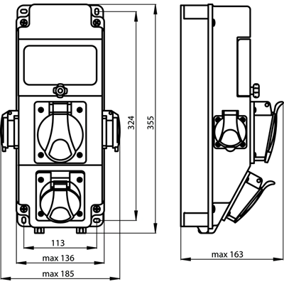 Niederspannungsschaltanlage ohne Sicherungen (fünf Module) IP54