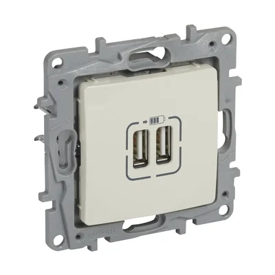 NILOE - DOPPIA PRESA DI RICARICA USB 5V 2400MA CREMA