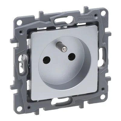 NILOE SELECTION - GNIAZDO 2P+Z 16 A - 250 V~ (BEZ PRZESŁONY, ZACISKI ŚRUBOWE) ALUMINIUM