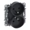 NILOE SELECTION - SOCKET 2 X 2P+Z FOR MULTIPLE FRAME (WITH SHUTTER, SCREW TERMINALS) ANTHRACITE