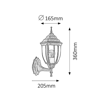 NIZZA Applique d'extérieur haut or antique