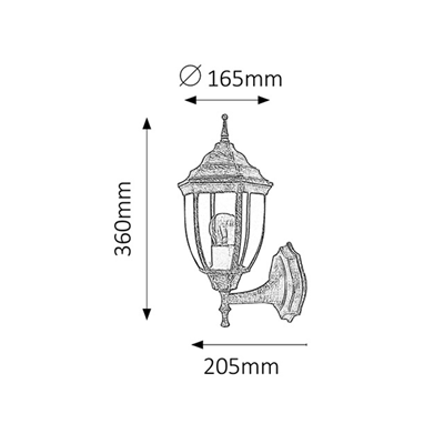 NIZZA Lampa ścienna zewnętrzna góra złoto antyczne