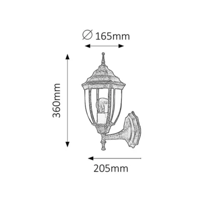 NIZZA Venkovní nástěnné svítidlo, horní, starožitné zlato