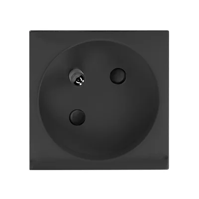 NOEN FR, modular socket 45x45mm angled - 45° 1x2P+Z, type E french, 16A 250V, black