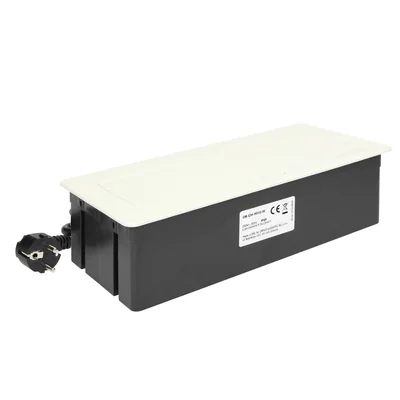 NOEN Möbelkassette, eingelassen in die Tischplatte, mit integriertem PVC-Rahmen für modulare Steckdosen 3 x 45 x 45 mm oder 6 x 22,5 x 45 mm, 1,5 m Kabel, weiß
