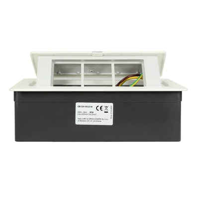 NOEN Möbelkassette, eingelassen in die Tischplatte, mit integriertem PVC-Rahmen für modulare Steckdosen 3 x 45 x 45 mm oder 6 x 22,5 x 45 mm, 1,5 m Kabel, weiß