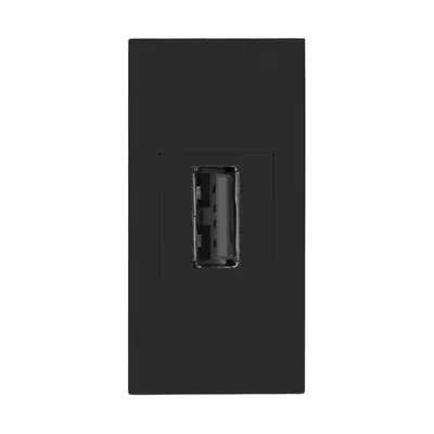 NOEN USB data, модульна розетка 22,5x45 мм USB data 2.0, люверс, чорний